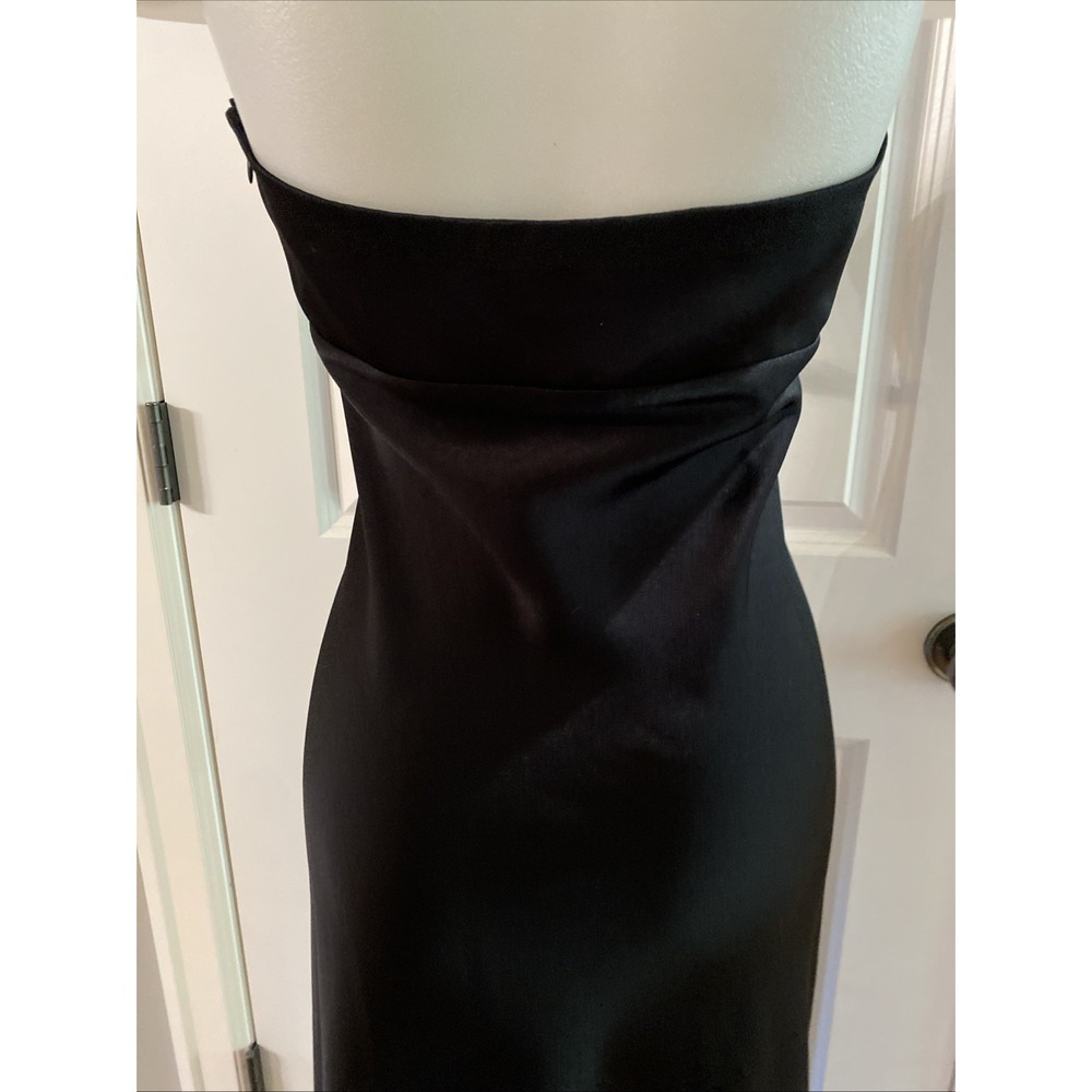 BCBG Maxazria Black Satin Halter Maxi Dress Formal Minimalist Slip Y2K Size 6 - Picture 7 of 13